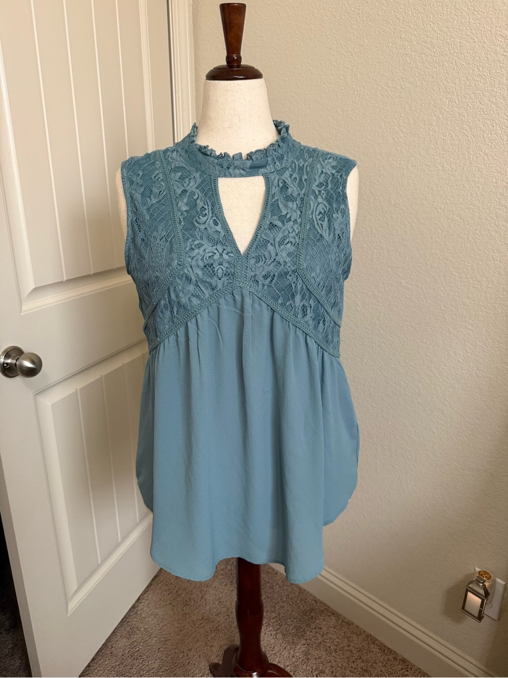 Maurices Lace Yoke Keyhole Camisole - Teal Blue - XL